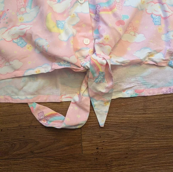 Care Bears Rainbows & Clouds Tie-Front Girls Woven Button-Up - Picture 3 of 7